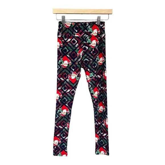 LuLaRoe Women's Santa Christmas Diamond Geo Pattern Leggings One Size 2-10 - Picture 1 of 5